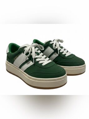 Green and White Platform Sneakers for Women